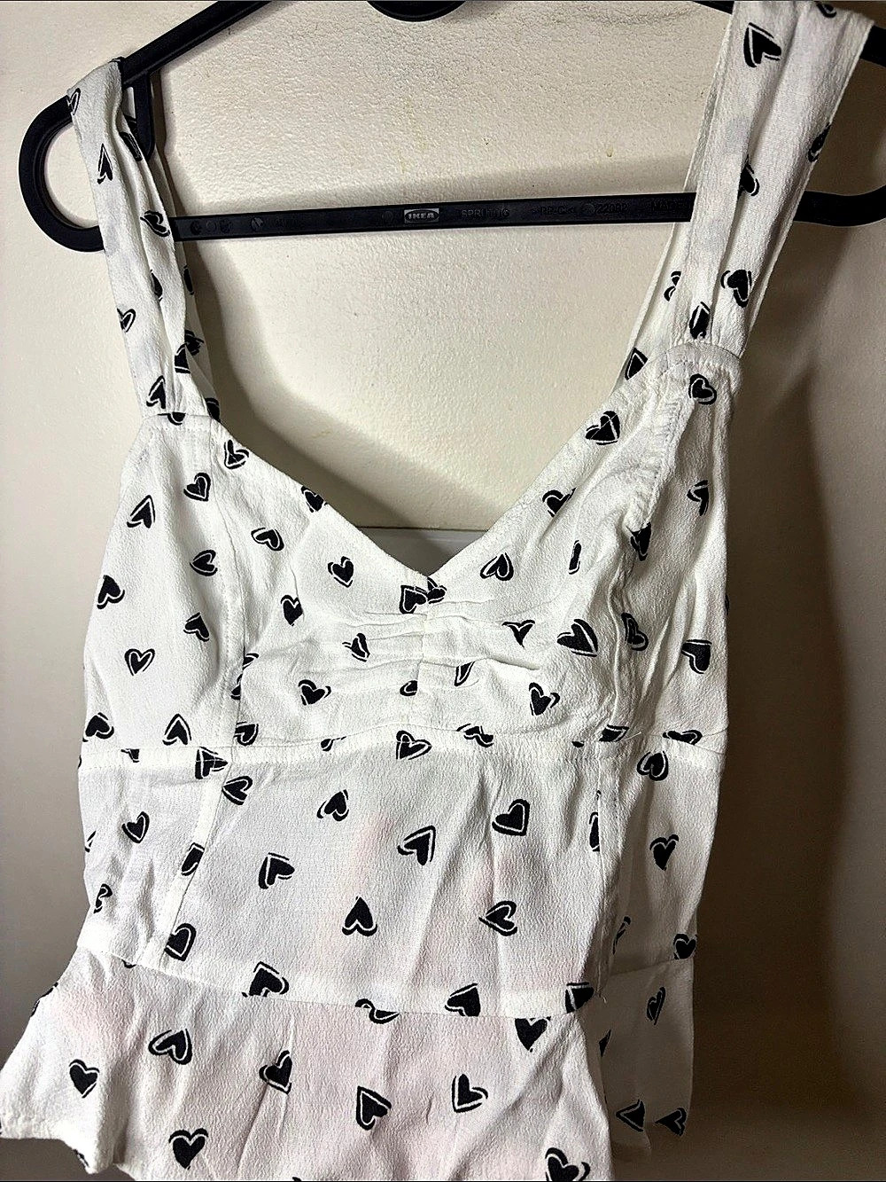 Heart Print Tank Top in White & Black